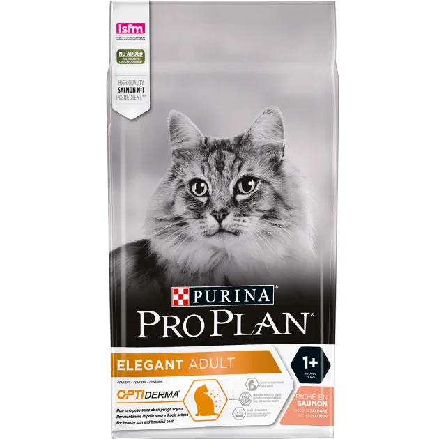 Сухой корм Purina Pro Plan Elegant Adult для кошек с чувствительной кожей, с лососем, 1.5 кг
