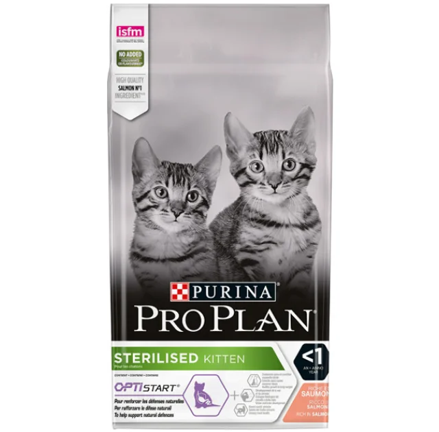 Сухой корм Purina Pro Plan Sterilised Kitten для стерилизованных котят, с лососем, 1.5 кг