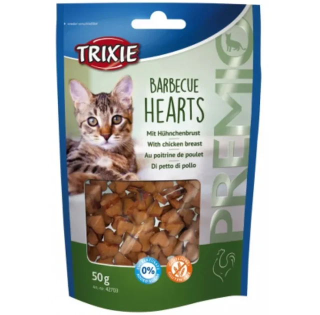 Сердечки барбекю Trixie Premio для кошек, с курицей, 50 г