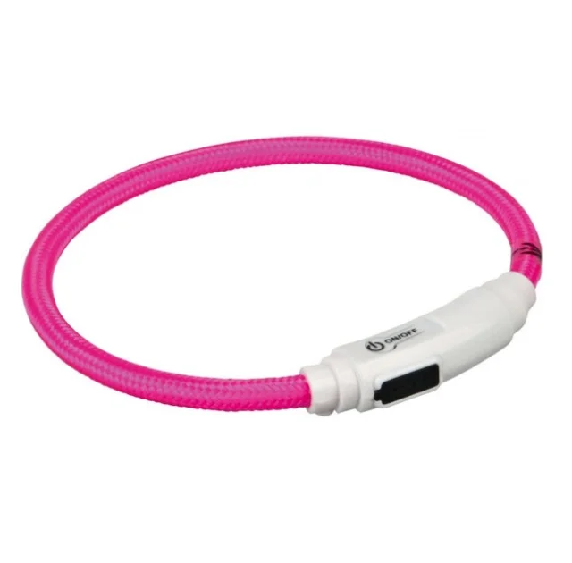 Cветящійся USB нашийник Trixie, для кішок, рожевий, 35 см