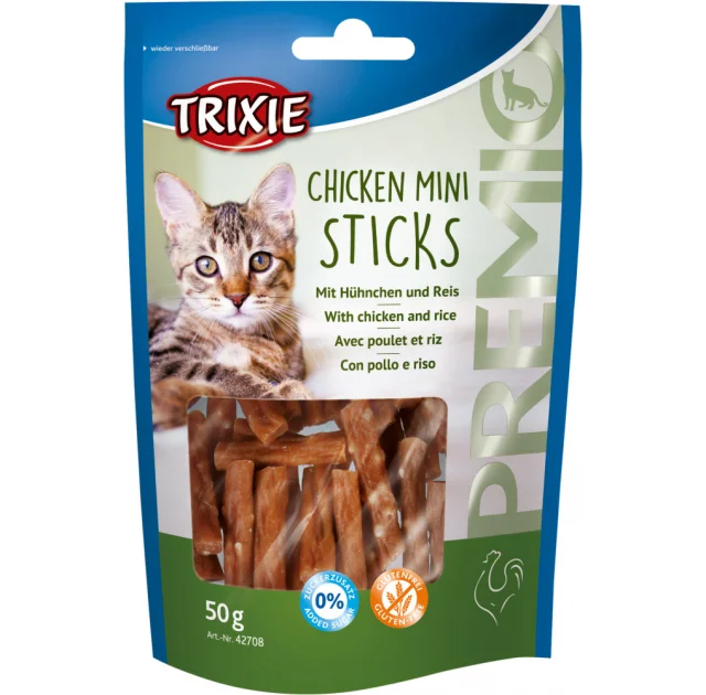 Лакомство Trixie палочки с курицей и рисом, для кошек, 50 г