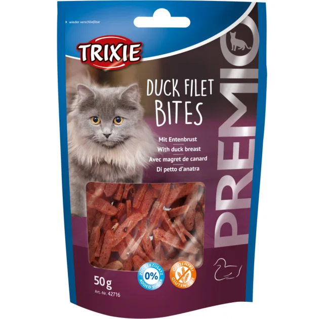 Лакомство Trixie для кошек, кусочки с утиной грудкой, 50 г