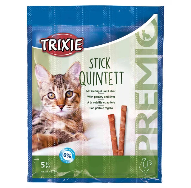 Лакомство Trixie Quadro-Sticks палочки с печенью и птицей, для кошек, 5 шт, 25 г