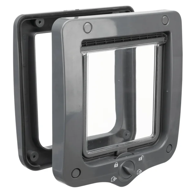 Дверцята Trixie 4-Way Flap Door для котів, пластик, безшумні, сірий, 20×22 см