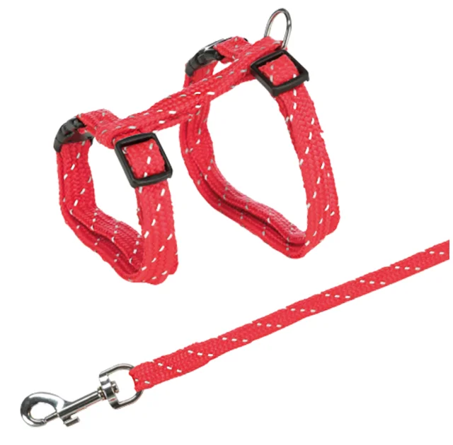 Шлея нейлонова регульована Trixie з відбивачем, для кішок, 27-45 см / 10 мм, 1,3 м