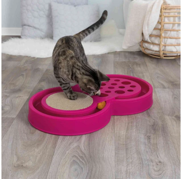 Игрушка Trixie Fumble & Scratch с драпаком, для кошек, 60х33 см, розовый