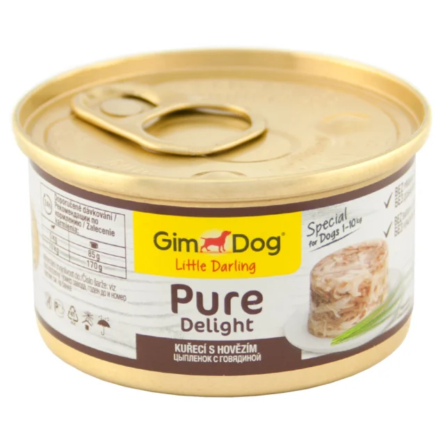 Вологий корм GimDog LD Pure Delight для карликових і малих порід собак, з куркою і яловичиною, 85 г