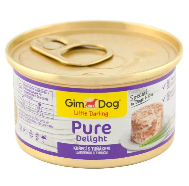 Вологий корм GimDog LD Pure Delight для карликових і малих порід собак, з куркою і тунцем, 85 г