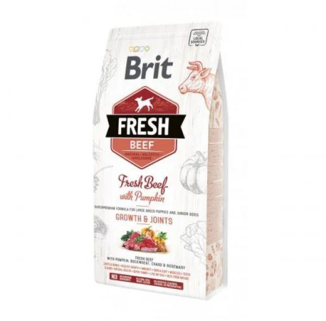 Сухой корм Brit Fresh Beef Pumpkin Puppy Large, для щенков крупных пород, 12 кг