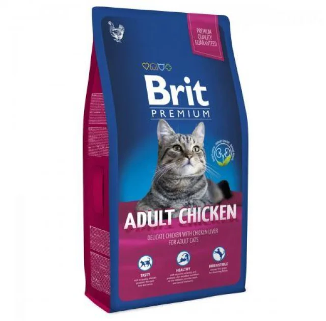 Сухой корм Brit Premium Cat Adult Chicken, для кошек, с курицей 8 кг