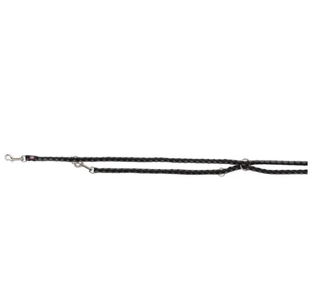 Поводок-перестёжка Trixie Cavo Adjustable Lead для собак, плетёный, круглый, размер L-XL, 2 м/18 мм, чёрный/графит