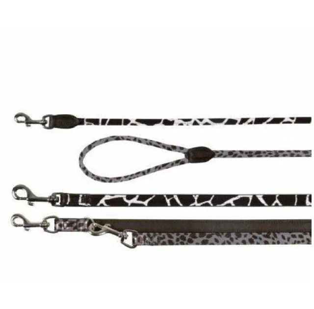 Поводок Trixie Savanne, для собак, 2 м, 13 мм, серебро/черный
