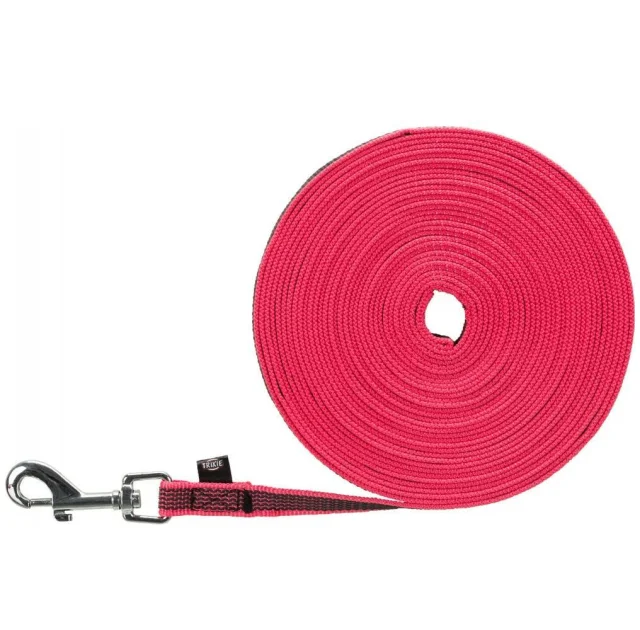 Поводок Trixie Tracking Lead прорезиненный для собак, без петли, размер S-M, 5 м/15 мм, фуксия