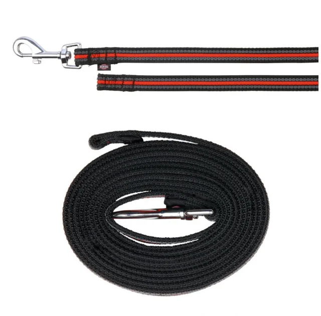 Поводок Trixie Fusion, для собак, 5 м, 17 мм, черный/оранжевый