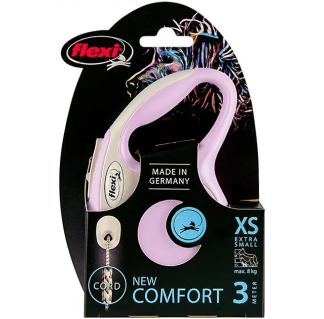 Поводок-рулетка Flexi New Comfort XS для собак до 8 кг, 3 м, трос, розовый