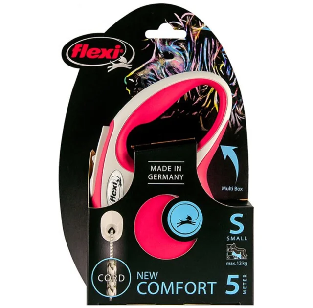 Повідець-рулетка Flexi New Comfort S для собак до 12 кг, 5 м, трос, червоний