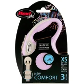 Поводок-рулетка Flexi New Comfort XS для собак до 12 кг, 3 м, лента, розовый