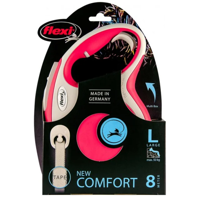 Повідець-рулетка Flexi New Comfort L для собак до 60 кг, 5 м, стрічка, червоний
