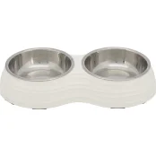 Миска подвійна Trixie, для собак, меламін / метал, 0.4 л, 14 см, білий