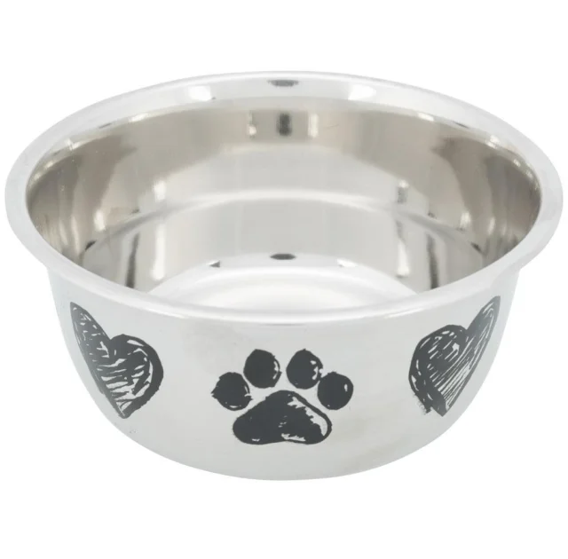 Миска металлическая с резиновой основой Trixie, для собак, 2 л, 20 см
