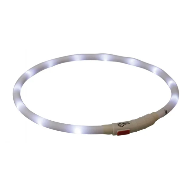 Ошейник светящийся Trixie USB для собак, 70 см, 10 мм, белый