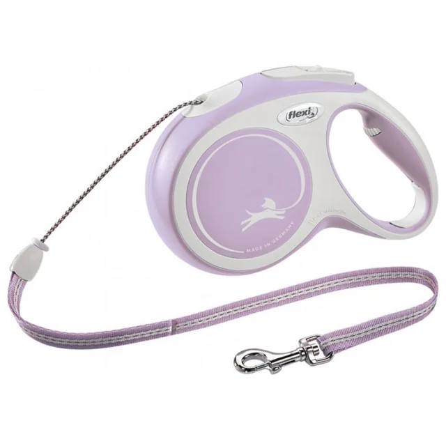 Поводок-рулетка Flexi New Comfort S для собак до 12 кг, 8 м, трос, розовый