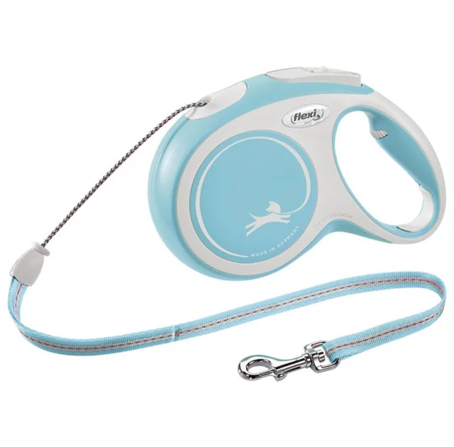 Повідець-рулетка Flexi New Comfort M для собак до 20 кг, 8 м, трос, блакитний