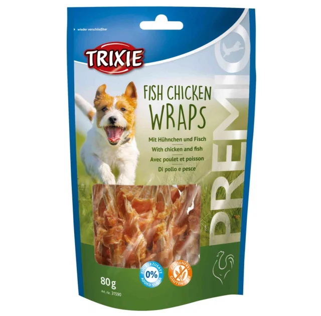 Ласощі Trixie Fish Chicken Wraps для собак, курка з рибою, 80 г