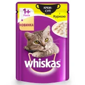 Влажный корм Whiskas крем-суп для котов, с курицей, 85 г