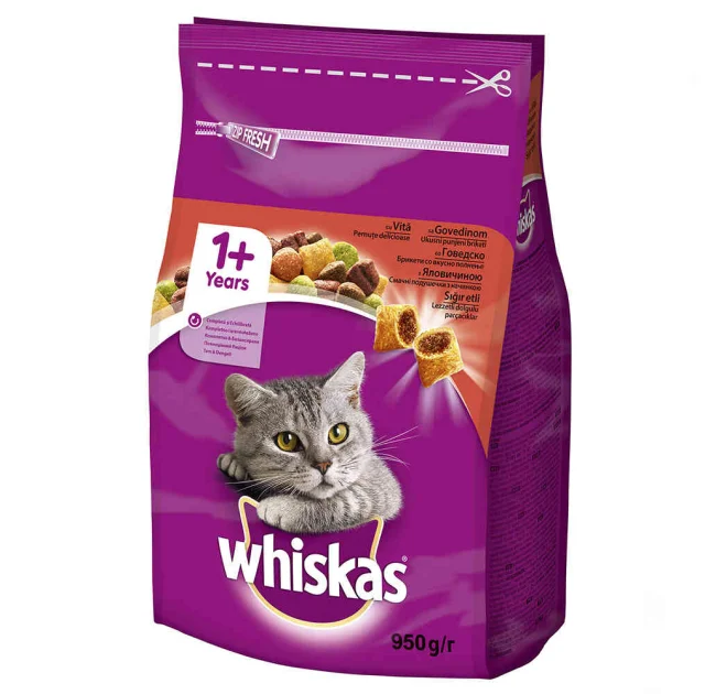 Сухой корм Whiskas для кошек, с говядиной, 950 г
