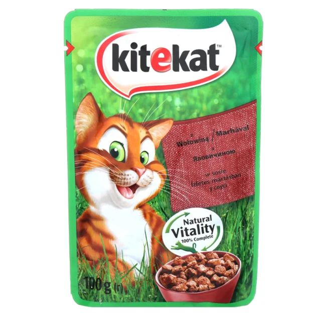Вологий корм Kitekat для котів, з яловичиною в соусі, 100 г