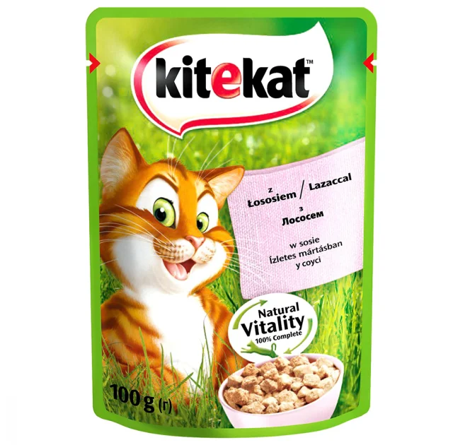 Вологий корм Kitekat для котів, з лососем в соусі, 100 г