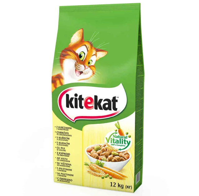Сухий корм Kitekat для котів, курка з овочами, 12 кг