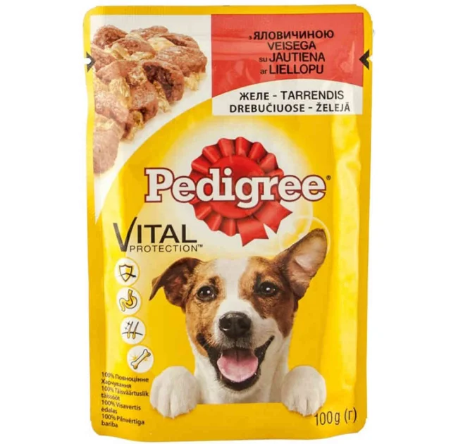 Вологий корм Pedigree для дорослих собак, яловичина в желе, 100 г