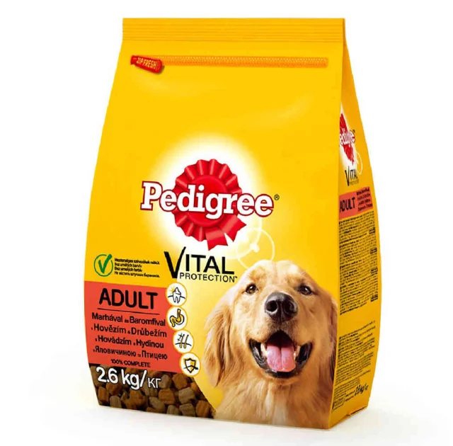 Сухой корм Pedigree для взрослых собак, с говядиной и птицей, 2.6 кг