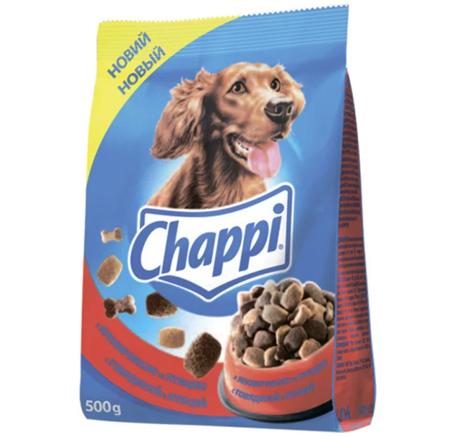 Сухой корм Chappi для взрослых собак, с говядиной, птицей и овощами, 500 г