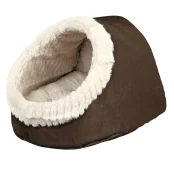 Лежак-пещера Trixie Timur для кошек и собак, плюш, коричнево-бежевый, 35×26×41 см