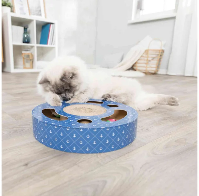 Драпак-барабан Trixie, для кошек, картонный, 33×5.5 см, синий