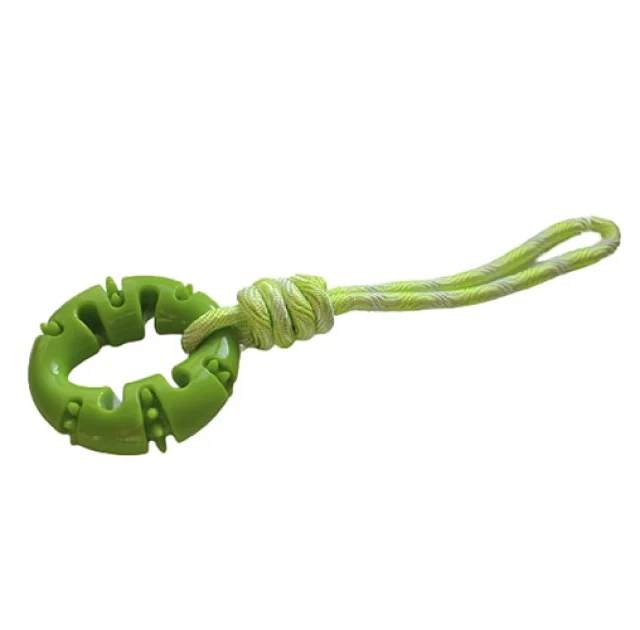 Игрушка AnimAll GrizZzly для собак, кольцо с канатом, зеленое, 33×10 см