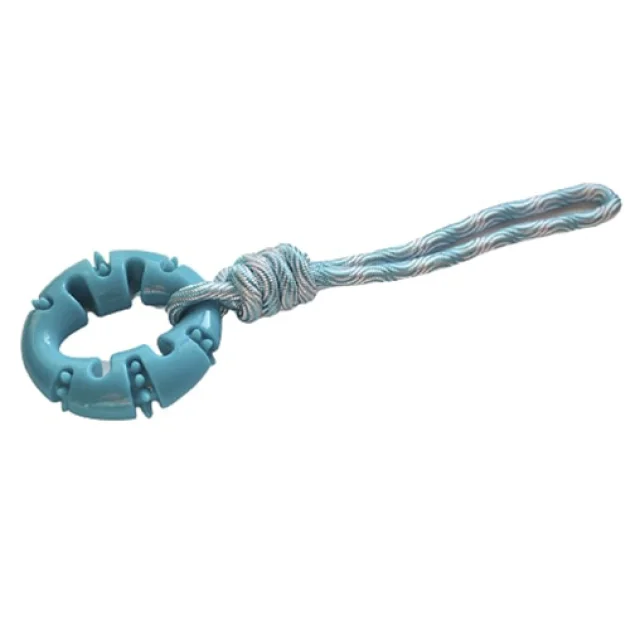 Игрушка AnimAll GrizZzly для собак, кольцо с канатом, голубое, 33×10 см