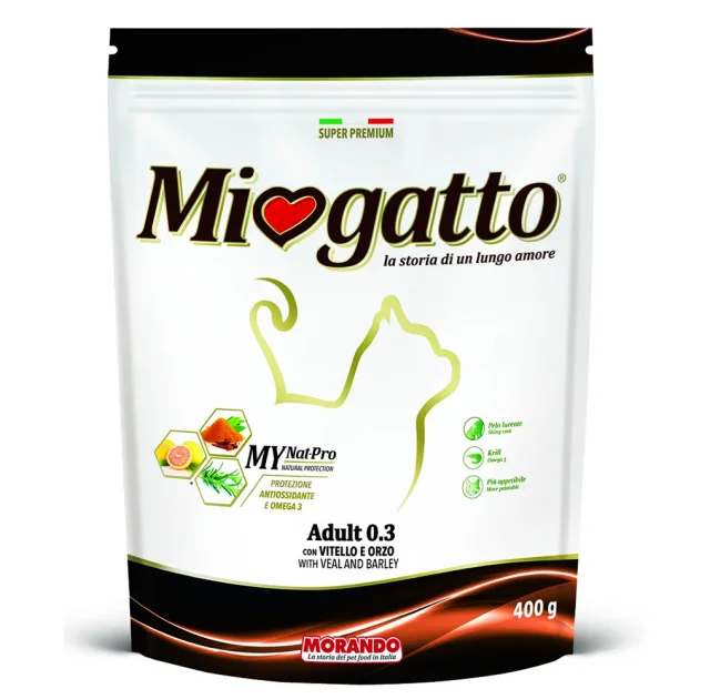 Сухой корм Morando MioGatto Adult Veal & Barley для кошек, с телятиной и ячменём 400 г