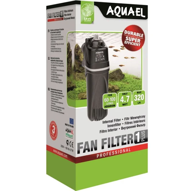 Внутрішній фільтр Aquael Fan 1 Plus для акваріумів від 60 до 100 л, 4.7 Вт, 320 л/г(відкл)