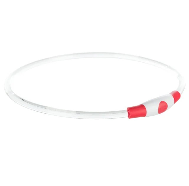Ошейник светящийся Trixie Flash USB S–M, для собак, 40 см, 8 мм, красный