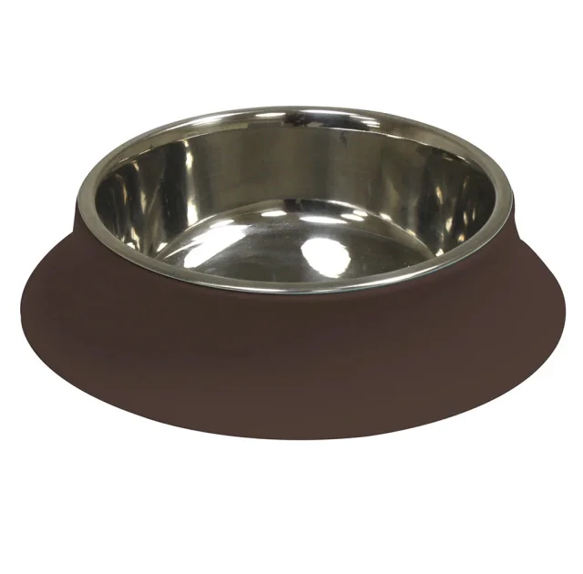 Миска Croci Silicon для котів і собак, нержавіюча / силікон, коричнева, 520 мл, 14 см
