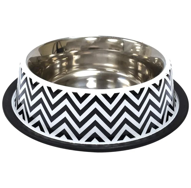 Миска Croci Twiggy Stripes для кошек и собак, нержавейка, орнамент, 940 мл, 23 см