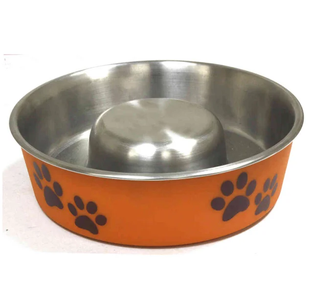 Миска Croci Roxy Slow Eating на гумці, для собак, нержавіюча, помаранчева, 550 мл, 17 см