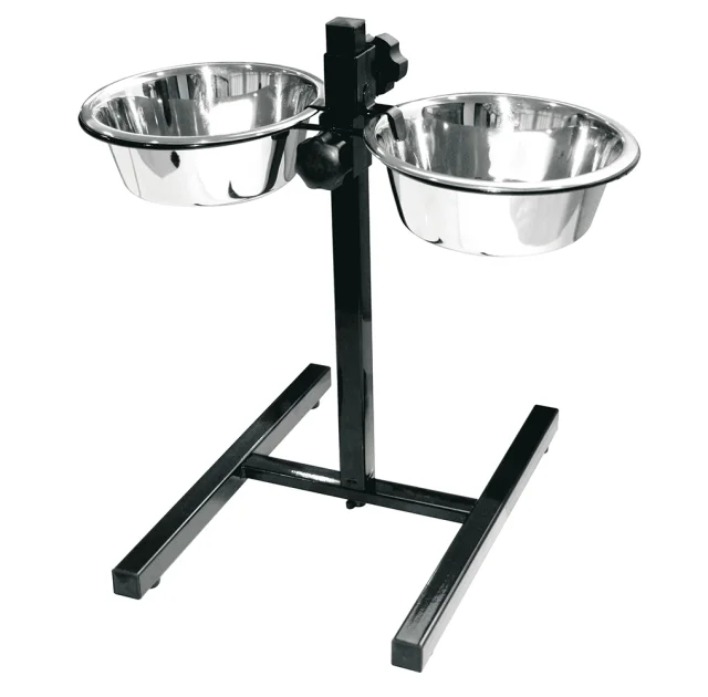 Стойка с двумя мисками Croci Dinner Set для собак, нержавейка, регулируемый, 2×20 см, 1.9 л