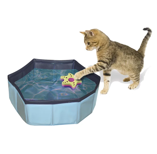 Бассейн Croci Piscina с двумя игрушками, для котов, надувной, винил, 30×10 см