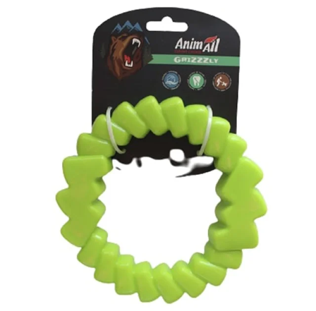 Іграшка AnimAll GrizZzly для собак, кільце мотиваційний, зелене, 16.5 см