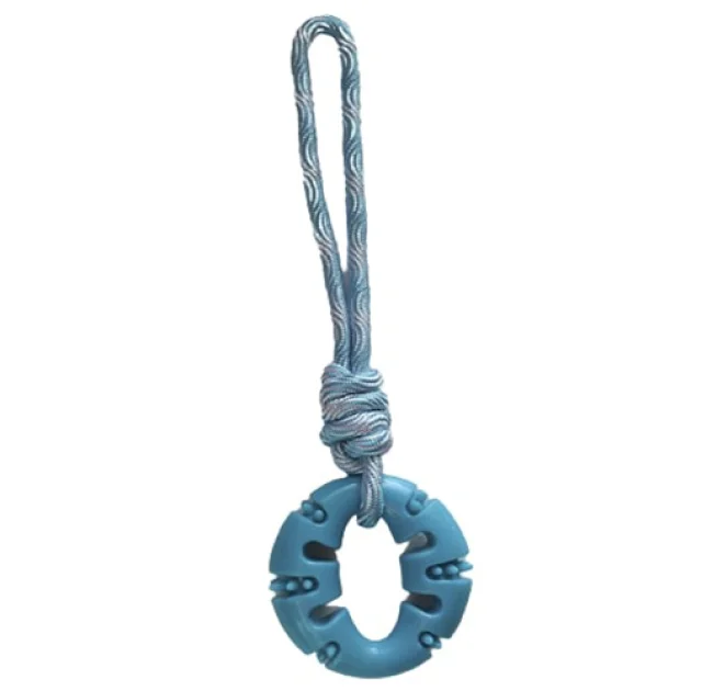 Игрушка AnimAll GrizZzly для собак, кольцо с канатом, голубое, 33×10 см